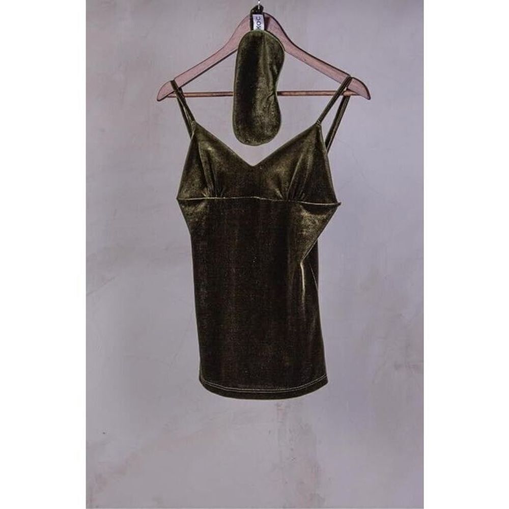 KING OF CHRISTMAS Women's 4 Piece Luxury Olive Green Velvet Robe Lounge Pajamas - Picture 2 of 8